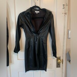 Black leather dress